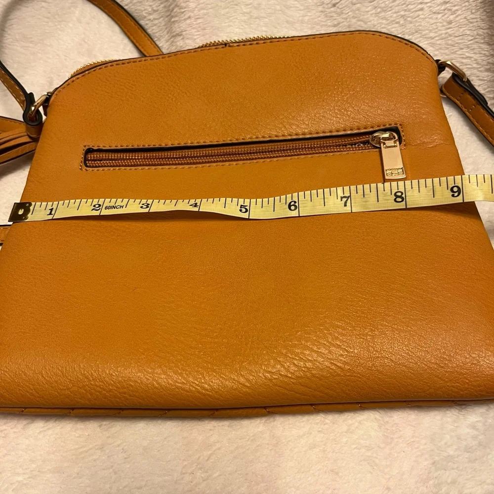 Mustard Yellow Dome Crossbody Bag with Dalmatian Lining